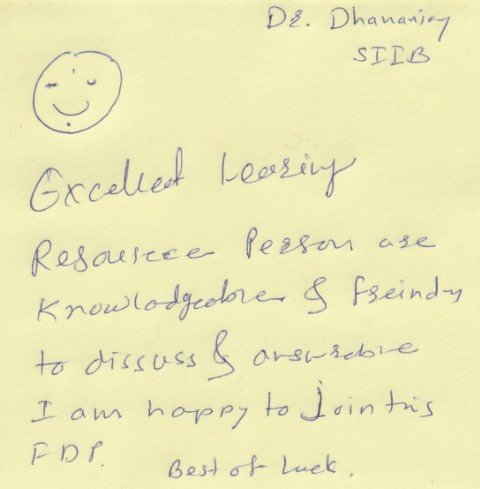 Handwritten validation card from Dr. Dhananjay