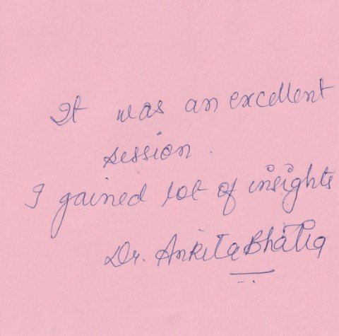 Handwritten validation card from Dr. Ankita Bhatia