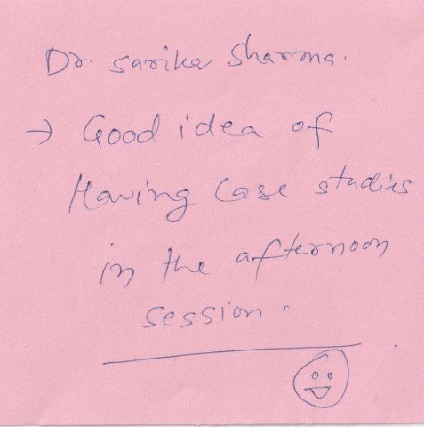 Handwritten validation card from Dr. Sarika Sharma