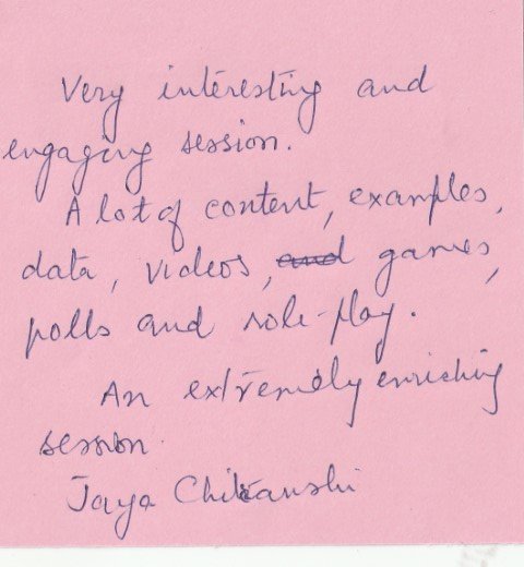 Handwritten validation card from Dr. Jaya Chitranshi