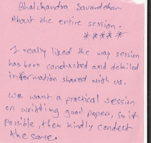 Handwritten validation card from Dr. Bhalachandra Savardekar