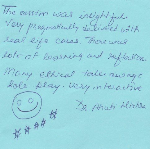 Handwritten validation card from Dr. Ahuti Mishra