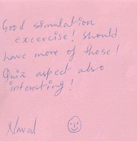 Handwritten validation card from Dr. Naval