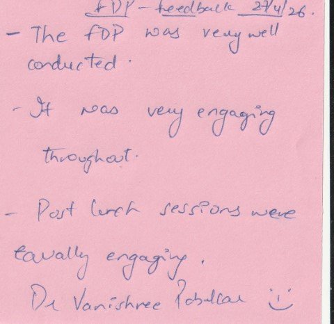Handwritten validation card from Dr. Vanishree Pabalkar
