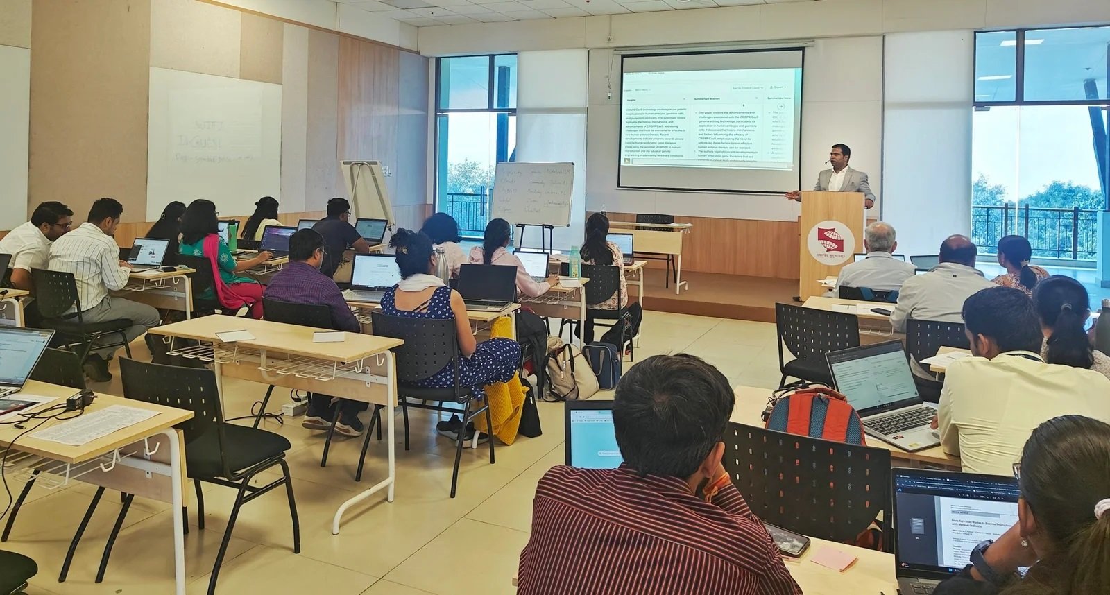 Wide view of participants engaging in the AI research workshop led by Dr. Vishwajeet Gaike