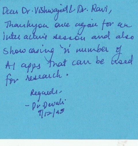 Feedback from Dr. R. Vijayabaskar