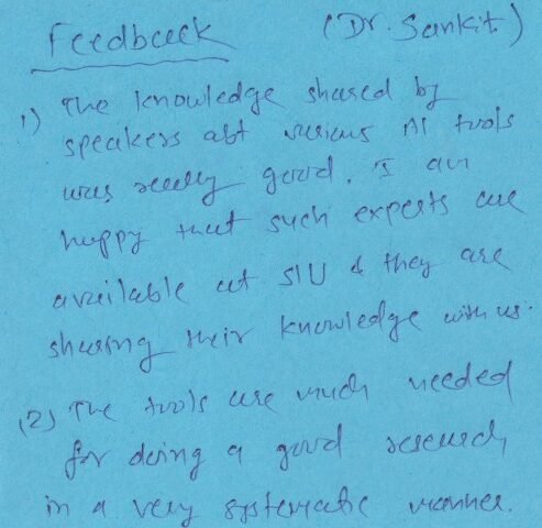 Feedback from Dr. Sanket