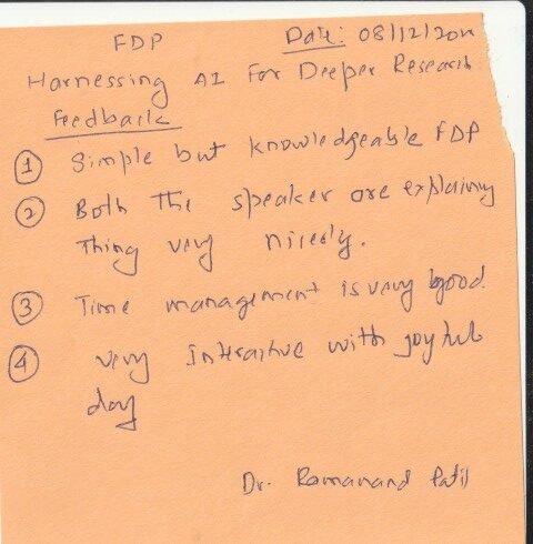 Feedback from Dr. Ramanand Patil