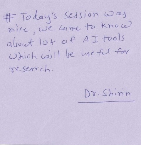 Feedback from Dr. Shirin