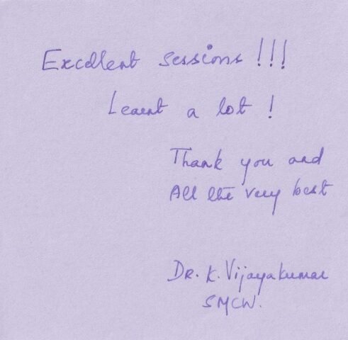 Feedback from Dr. K. Vijayakumar
