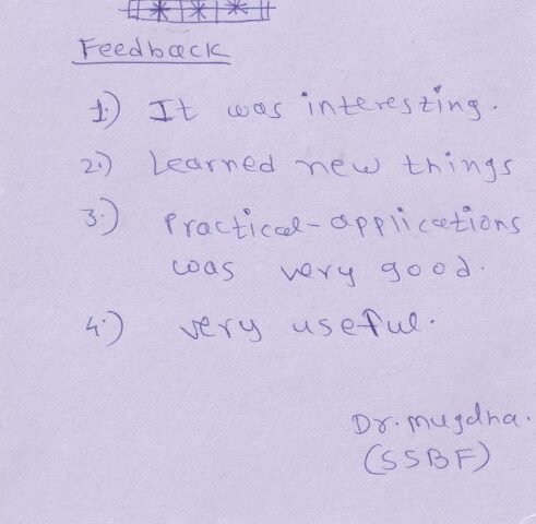 Feedback from Dr. Mugdha