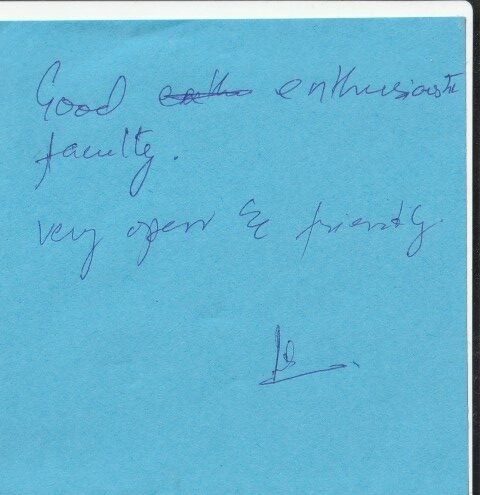 Feedback regarding enthusiastic faculty
