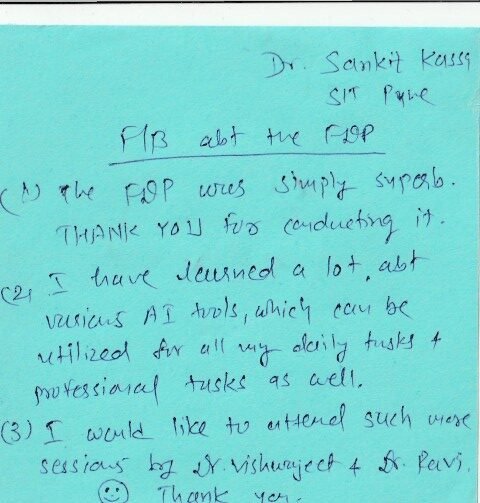 Feedback from Dr. Sanket Kassa