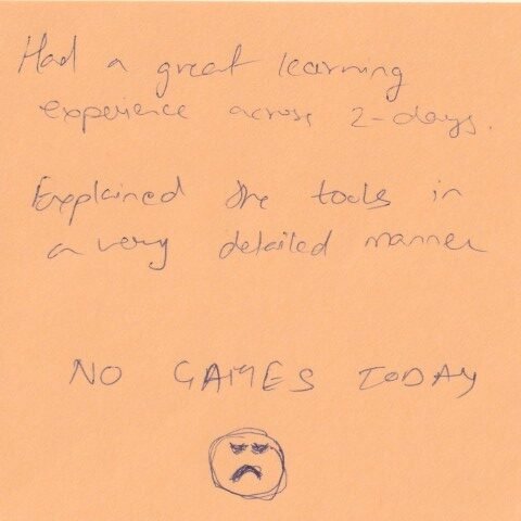 Feedback regarding 2-day experience